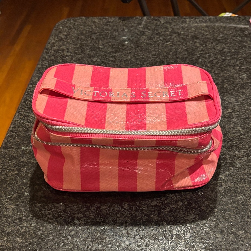 Victoria's Secret Red and Pink Striped Bag
